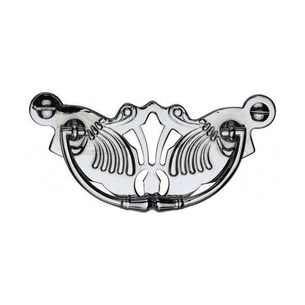 Heritage Brass Cabinet Pull Ornate Plate Design Polished Chrome Finish - V5021-PC - Choice Handles
