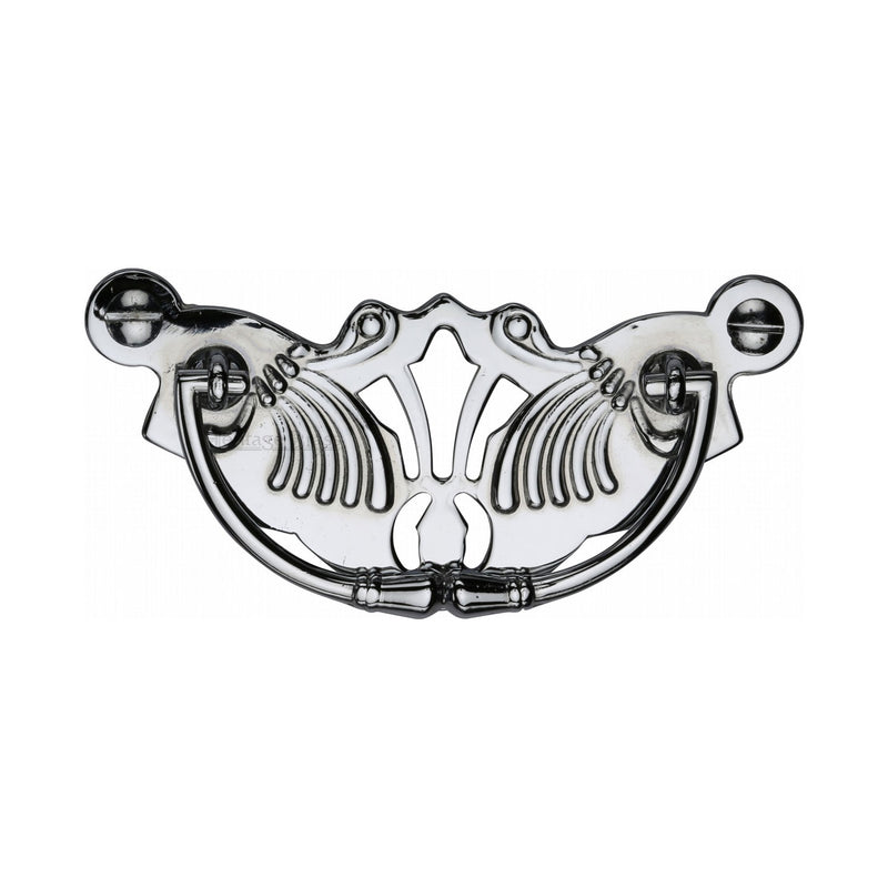 Heritage Brass Cabinet Pull Ornate Plate Design Polished Chrome Finish - V5021-PC - Choice Handles