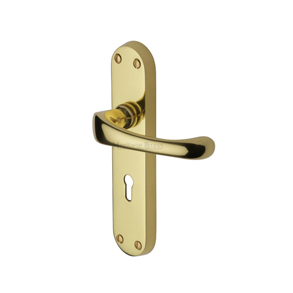 Heritage Brass Door Handle Lever Lock Gloucester Design Polished Brass finish - V6050-PB - Choice Handles