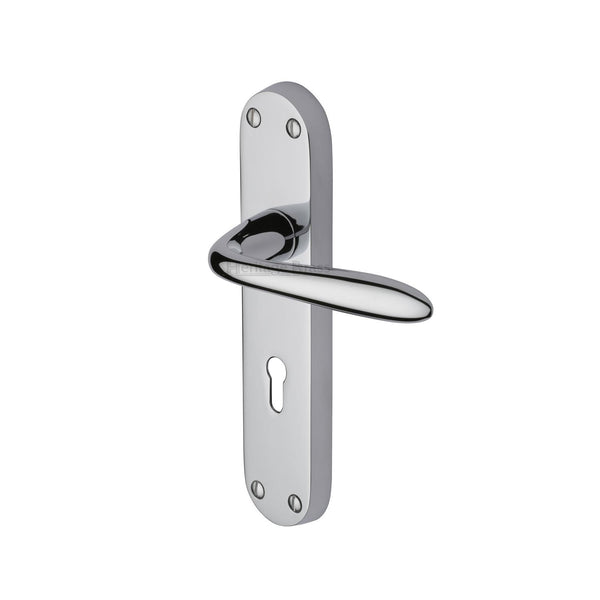 Heritage Brass Door Handle Lever Lock Sutton Design Polished Chrome finish - V6052-PC - Choice Handles