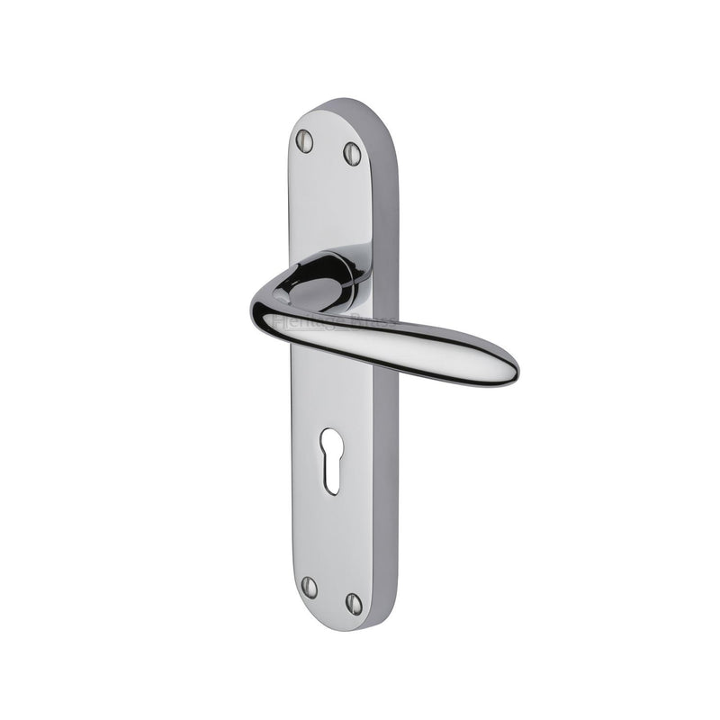 Heritage Brass Door Handle Lever Lock Sutton Design Polished Chrome finish - V6052-PC - Choice Handles