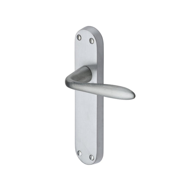 Heritage Brass Door Handle Lever Latch Sutton Design Satin Chrome finish - V6054-SC - Choice Handles