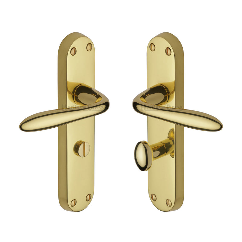 Heritage Brass Door Handle for Bathroom Sutton Design Polished Brass finish - V6058-PB - Choice Handles