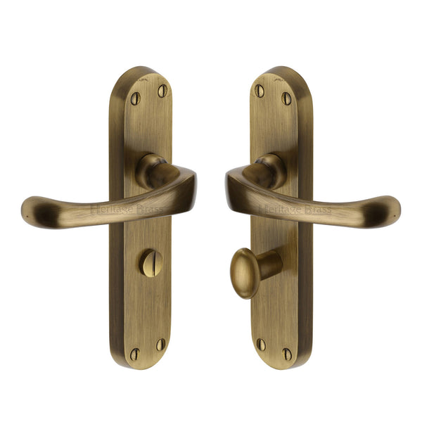 Heritage Brass Door Handle for Bathroom Gloucester Design Antique finish - V6070-AT - Choice Handles