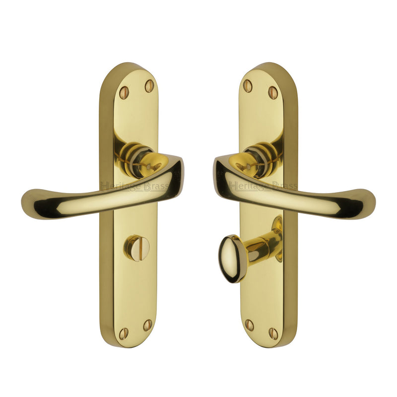 Heritage Brass Door Handle for Bathroom Gloucester Design Polished Brass finish - V6070-PB - Choice Handles