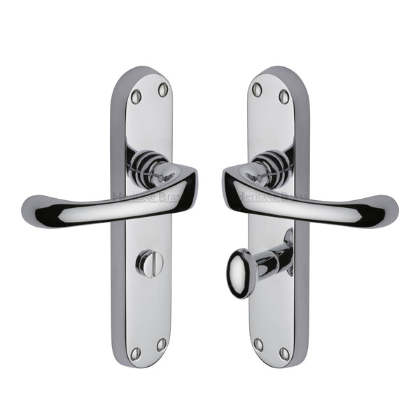 Heritage Brass Door Handle for Bathroom Gloucester Design Polished Chrome finish - V6070-PC - Choice Handles
