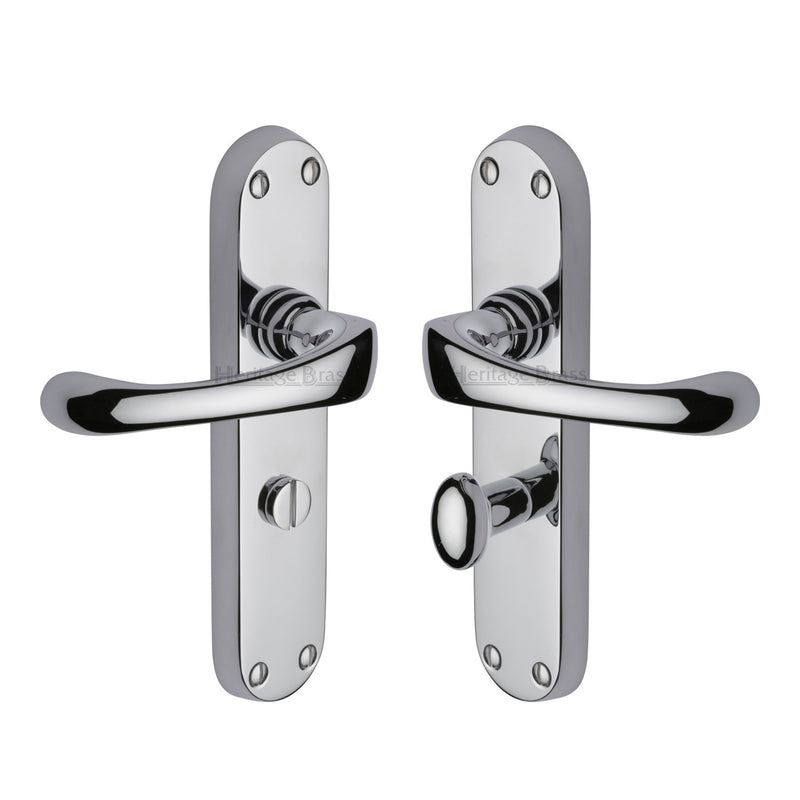 Heritage Brass Door Handle for Bathroom Gloucester Design Polished Chrome finish - V6070-PC - Choice Handles