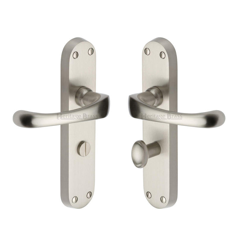 Heritage Brass Door Handle for Bathroom Gloucester Design Satin Nickel finish - V6070-SN - Choice Handles