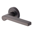 Heritage Brass Door Handle Lever Latch on Round Rose Metro Mid Century Design Matt Bronze finish
 - V6225-MB - Choice Handles