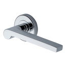 Heritage Brass Door Handle Lever Latch on Round Rose Metro Mid Century Design Polished Chrome finish
 - V6225-PC - Choice Handles