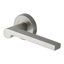 Heritage Brass Door Handle Lever Latch on Round Rose Metro Mid Century Design Satin Nickel finish
 - V6225-SN - Choice Handles