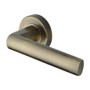 Heritage Brass Door Handle Lever Latch on Round Rose Poseidon Design Antique Brass finish
 - V6230-AT - Choice Handles