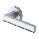 Heritage Brass Door Handle Lever Latch on Round Rose Poseidon Design Satin Chrome finish
 - V6230-SC - Choice Handles