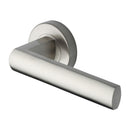 Heritage Brass Door Handle Lever Latch on Round Rose Poseidon Design Satin Nickel finish
 - V6230-SN - Choice Handles