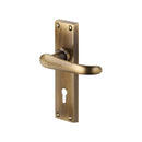 Heritage Brass Door Handle Lever Lock Windsor Design Antique finish - V700-AT - Choice Handles
