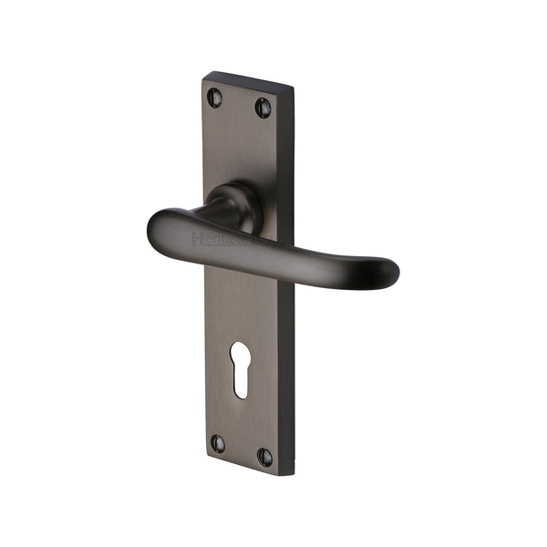 Heritage Brass Door Handle Lever Lock Windsor Design Matt Bronze finish - V700-MB - Choice Handles
