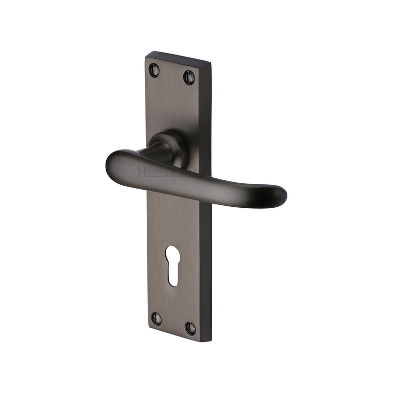 Heritage Brass Door Handle Lever Lock Windsor Design Matt Bronze finish - V700-MB - Choice Handles