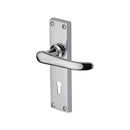 Heritage Brass Door Handle Lever Lock Windsor Design Polished Chrome finish - V700-PC - Choice Handles
