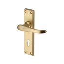 Heritage Brass Door Handle Lever Lock Windsor Design Satin Brass finish - V700-SB - Choice Handles