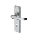 Heritage Brass Door Handle Lever Lock Windsor Design Satin Chrome finish - V700-SC - Choice Handles