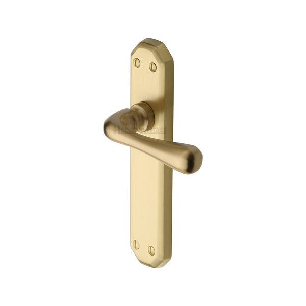 Heritage Brass Door Handle Lever Latch Charlbury Design Satin Brass Finish - V7060-SB - Choice Handles