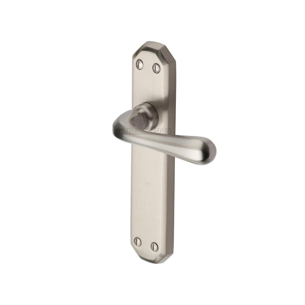 Heritage Brass Door Handle Lever Latch Charlbury Design Satin Nickel finish - V7060-SN - Choice Handles