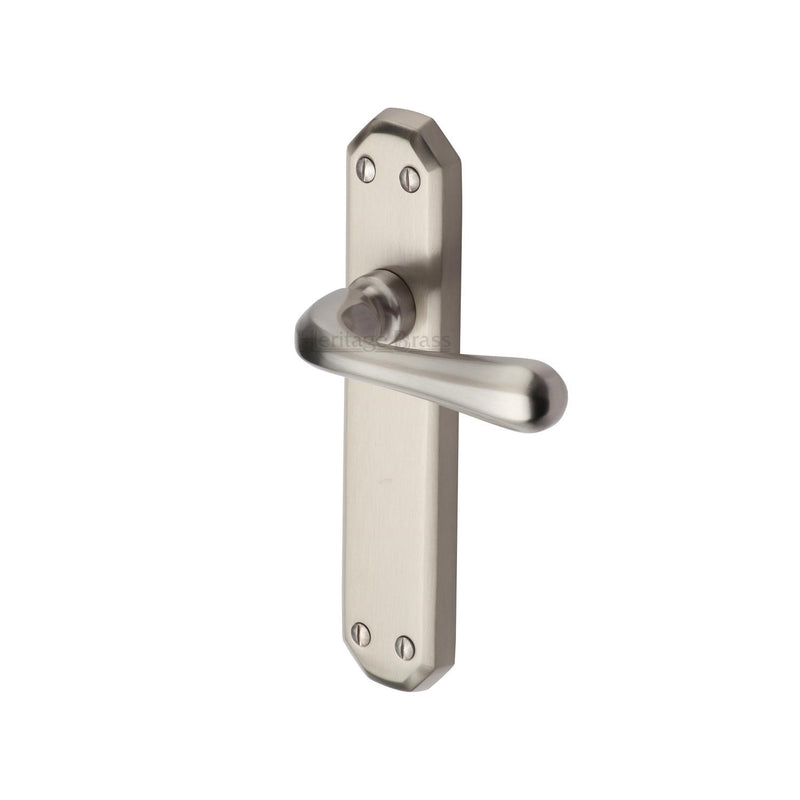 Heritage Brass Door Handle Lever Latch Charlbury Design Satin Nickel finish - V7060-SN - Choice Handles