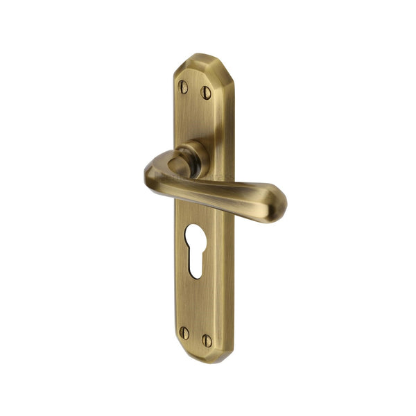 Heritage Brass Door Handle for Euro Profile Plate Charlbury Design Antique finish - V7066.48-AT - Choice Handles