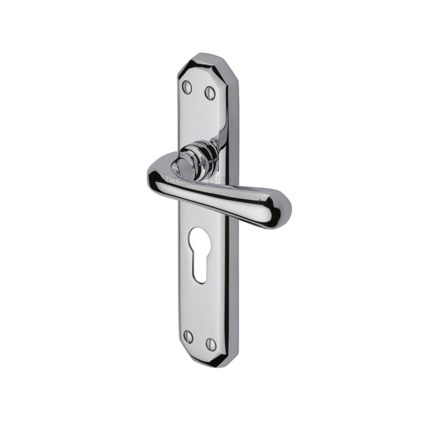 Heritage Brass Door Handle for Euro Profile Plate Charlbury Design Polished Chrome finish - V7066.48-PC - Choice Handles