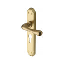 Heritage Brass Door Handle Euro Profile Plate Charlbury Design Satin Brass Finish - V7066.48-SB - Choice Handles