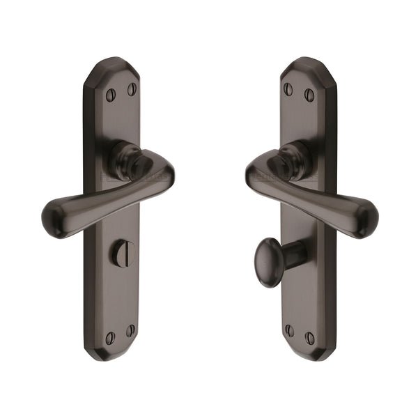 Heritage Brass Door Handle Bathroom Set Charlbury Design Matt Bronze Finish - V7070-MB - Choice Handles