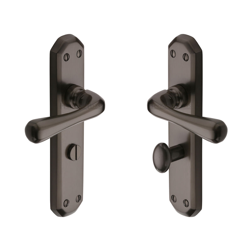 Heritage Brass Door Handle Bathroom Set Charlbury Design Matt Bronze Finish - V7070-MB - Choice Handles