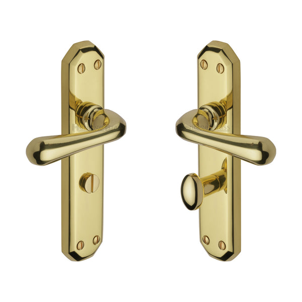 Heritage Brass Door Handle for Bathroom Charlbury Design Polished Brass finish - V7070-PB - Choice Handles
