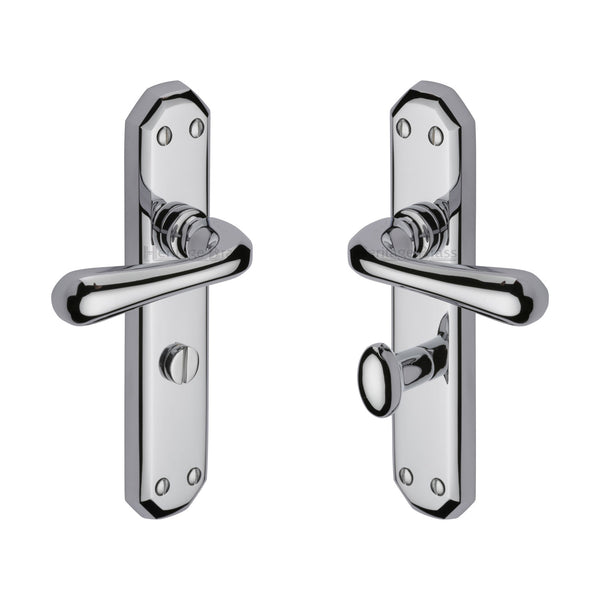 Heritage Brass Door Handle for Bathroom Charlbury Design Polished Chrome finish - V7070-PC - Choice Handles