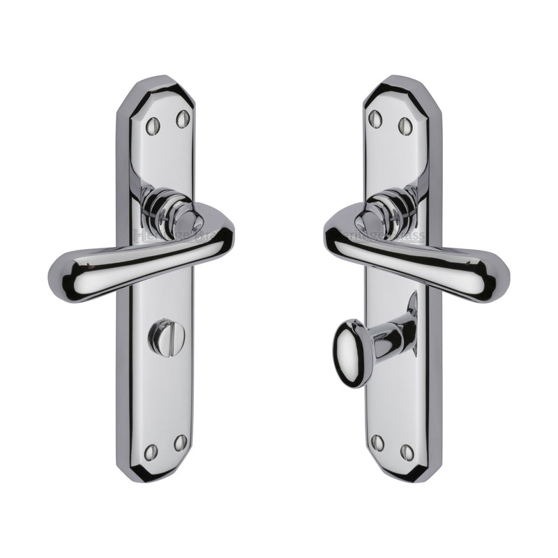 Heritage Brass Door Handle for Bathroom Charlbury Design Polished Chrome finish - V7070-PC - Choice Handles