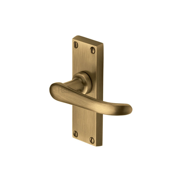 Heritage Brass Door Handle Lever Latch Windsor Short Design Antique finish - V710-AT - Choice Handles