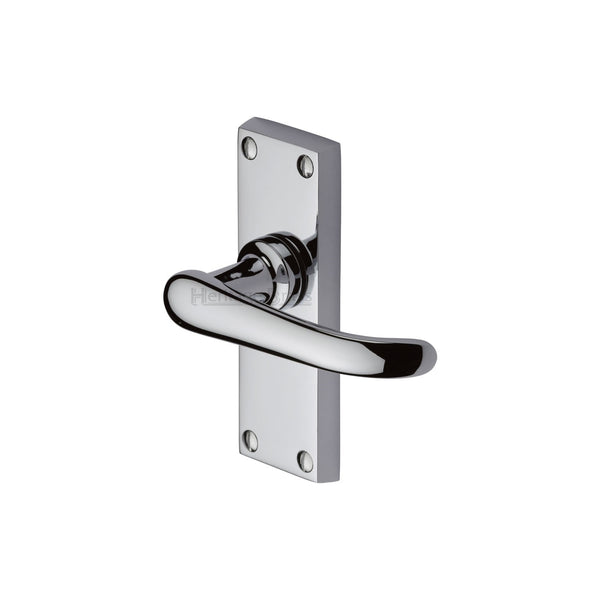 Heritage Brass Door Handle Lever Latch Windsor Short Design Polished Chrome finish - V710-PC - Choice Handles