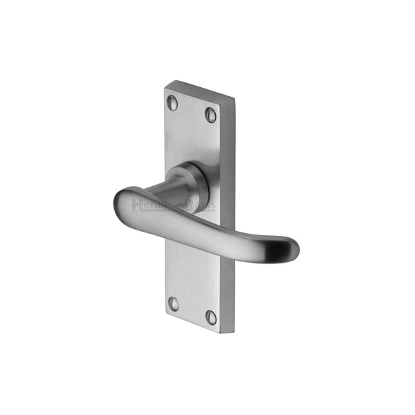 Heritage Brass Door Handle Lever Latch Windsor Short Design Satin Chrome finish - V710-SC - Choice Handles
