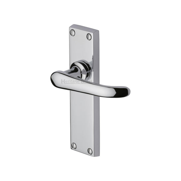Heritage Brass Door Handle Lever Latch Windsor Design Polished Chrome finish - V713-PC - Choice Handles