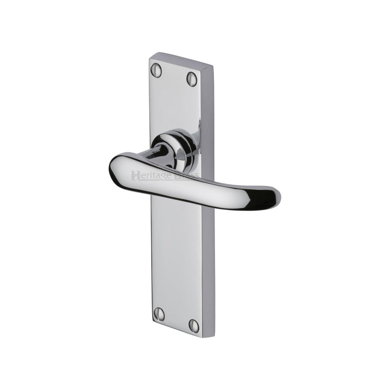 Heritage Brass Door Handle Lever Latch Windsor Design Polished Chrome finish - V713-PC - Choice Handles