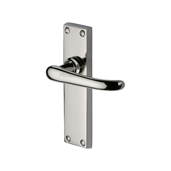 Heritage Brass Door Handle Lever Latch Windsor Design Polished Nickel finish
 - V713-PNF - Choice Handles