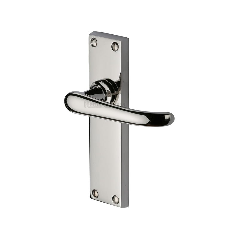 Heritage Brass Door Handle Lever Latch Windsor Design Polished Nickel finish
 - V713-PNF - Choice Handles