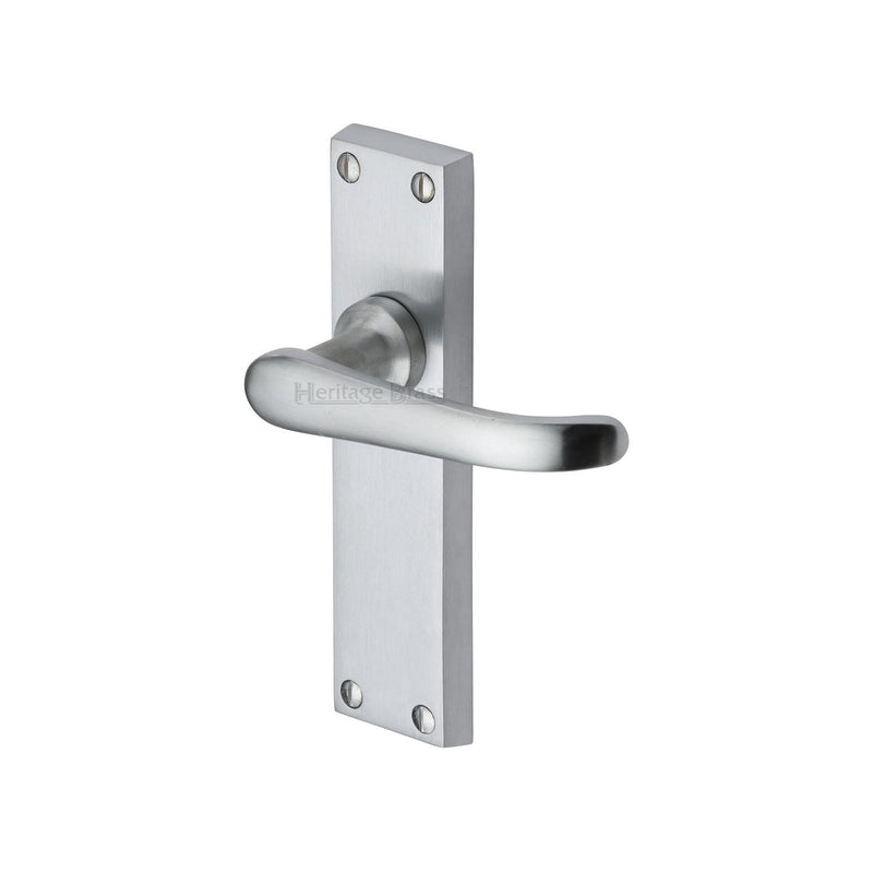 Heritage Brass Door Handle Lever Latch Windsor Design Satin Chrome finish - V713-SC - Choice Handles