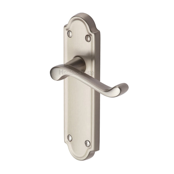 Heritage Brass Door Handle Lever Latch Windsor Design Satin Nickel finish - V713-SN - Choice Handles