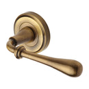 Heritage Brass Door Handle Lever Latch on Round Rose Roma Design Antique finish - V7155-AT - Choice Handles