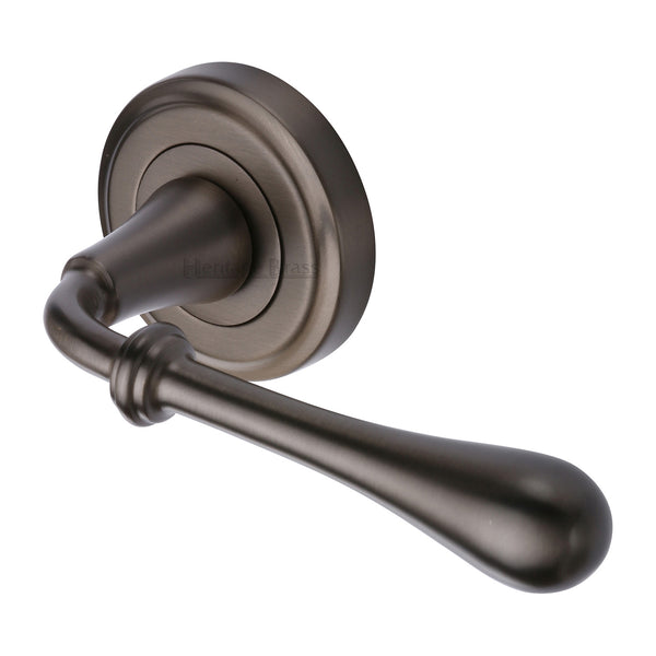 Heritage Brass Door Handle Lever Latch on Round Rose Roma Design Matt Bronze finish - V7155-MB - Choice Handles