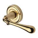 Heritage Brass Door Handle Lever Latch on Round Rose Roma Design Polished Brass finish - V7155-PB - Choice Handles