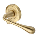 Heritage Brass Door Handle Lever Latch on Round Rose Roma Design Satin Brass finish - V7155-SB - Choice Handles