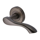 Heritage Brass Door Handle Lever Latch on Round Rose Algarve Design Matt Bronze finish - V7210-MB - Choice Handles