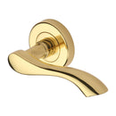Heritage Brass Door Handle Lever Latch on Round Rose Algarve Design Polished Brass finish - V7210-PB - Choice Handles